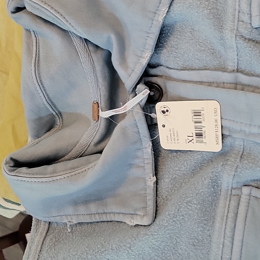 NWT Free People Ruby Jacket Shacket Oversized Fleece in Light Blue Crisp Morning